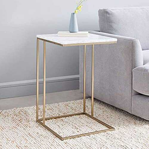 XWZH Living Room Home Office Furniture Living Room C-Shape Marble Side/End/Snack/Sofa/Bed Table, Metal Frame, Home Furniture, 50 x 30 x 62cm Side Table