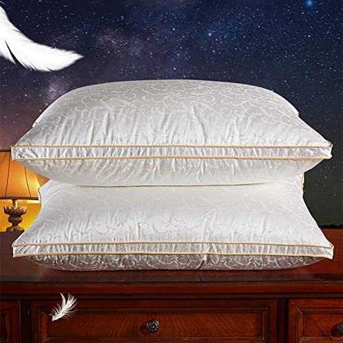 QIXIAOCYB Luxurious White Goose Down Pillow for Sleep Beautiful And Comfortable Breathable Twisted Flower Bed Pillow Suitable for Flat And Side Cushions 2 Packs White (Color : White)