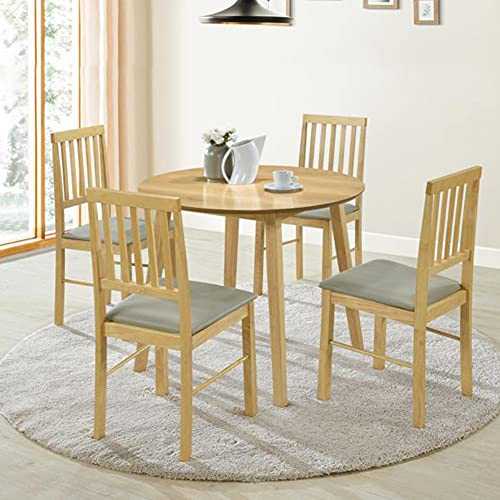 GOLDFAN Dining Table and Chairs Set 4 Solid Pine Wood Kitchen Table and Chairs with Backrest Dining Room Set 90cm/Natural