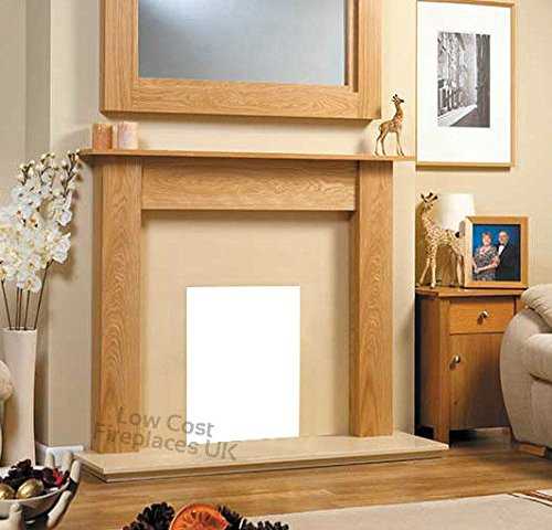 Gas or Electric Oak Wood Surround Cream Marble Stone Hearth Modern Fireplace Fire Suite 48"