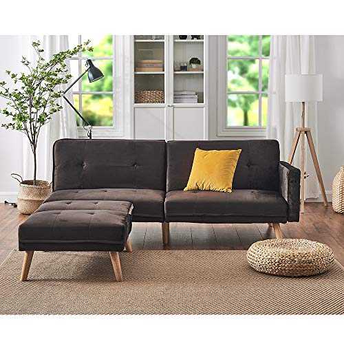 Panana Modern 3 Seater Sofa Settee Corner Sofa Bed with Foostool Fabric Love Seat Single Chair Lounge Chair Living Room Chair Guest Room Sofabed (Velvet Brown, 3 Seater Sofa + Single Chair)