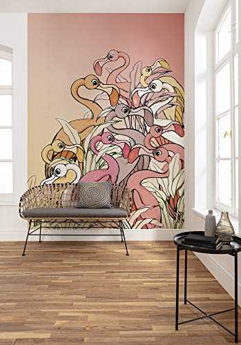 Komar DX4-012 Non-Woven Photo Wallpaper Flamingos and Lillys Size: 200 x 280 cm (Width x Height), Rail Width 50 cm