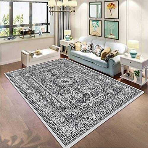 Rugs Living Room Large - Floral Patterned Low Pile Traditional Oriental Rug for Bedroom Decor Dining Room - 120 X 170 cm (4 Ft X 5 Ft 6 In), Grey 0207