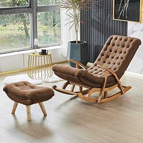 Recliners Rocking Chair Deck Chair Bedroom Living Room Balcony Reading Chair Coffee Chair Patio Terrace Garden Sofa Chair Nap Sun Lounger Pregnant Woman Recliner Armchair (Brown+footstool)