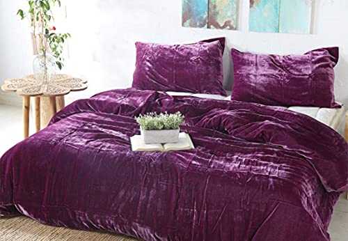 3 Piece Set Luxury Crushed Velvet Duvet Cover UO Comforter Cover Boho Bedding Purple Velvet Duvet Bedding Donna Cover Quilt Comforter Cover, Home Decor Products (120 x 120 Inches)