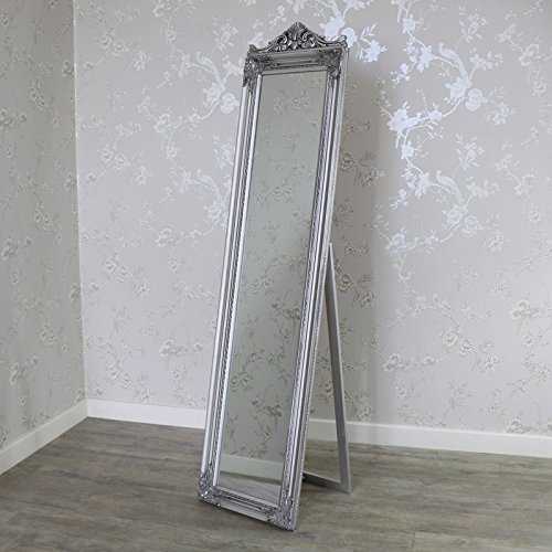Melody Maison Ornate Antique Silver Full Length Vintage Freestanding Cheval Mirror 44cm x 180cm