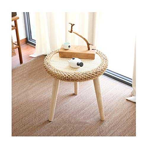 Coffee Table Rattan Wooden Corner Table Simple Small Apartment Living Room Balcony Round Leisure Table Small Table Kitchen Storage & Organisation (Color : Beige, Size : 50 * 50 * 50 cm)