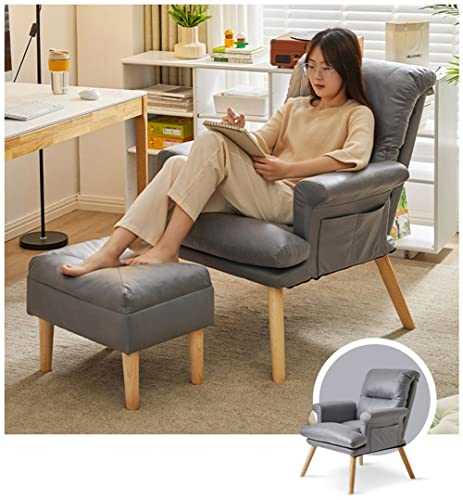 Sofa Recliner Chair And Footstool Set, Armchair Sofa Chairs High Wingback 6-Positions Adjustable Recliner Lounge Chair For Living Room Bedroom 150KG Load, For Office And Home