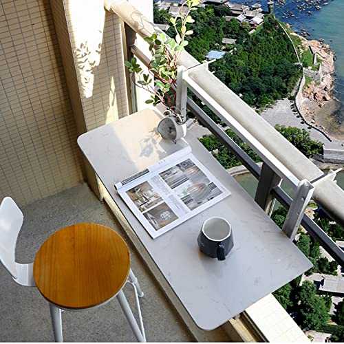 Glows Stacked Wall-mounted Folding Table, Multi-wall-mounted Deciduous Table, Railing Wall-mounted Table Suitable For Outdoor Use (Color : White stand white marble, Size : 100x35cm)