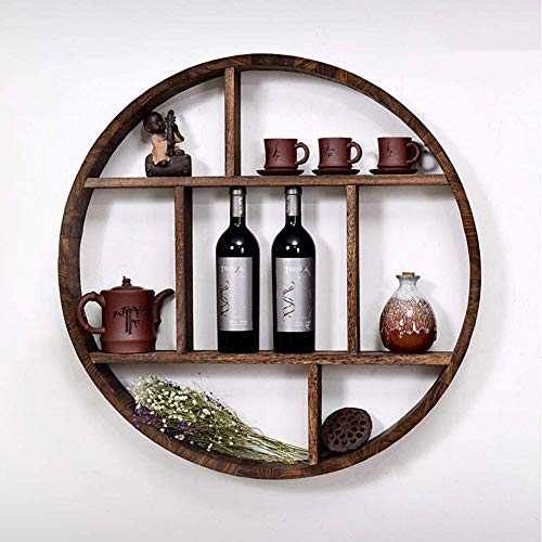 Wall home shelf Round Hanging Decorative Wood Floating Shelves Shabby Chic Industrial Design Home Office Decoration for Living Room Bedroom Kitchen Bar (Size : 78cm) (78cm)