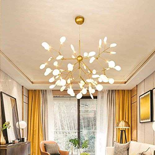 Moerun Sputnik Firefly Chandelier Led Pendant Lighting Ceiling Light Fixture Hanging Lamp, LED Kits Included (63 Heads, 39.37''31.49'')