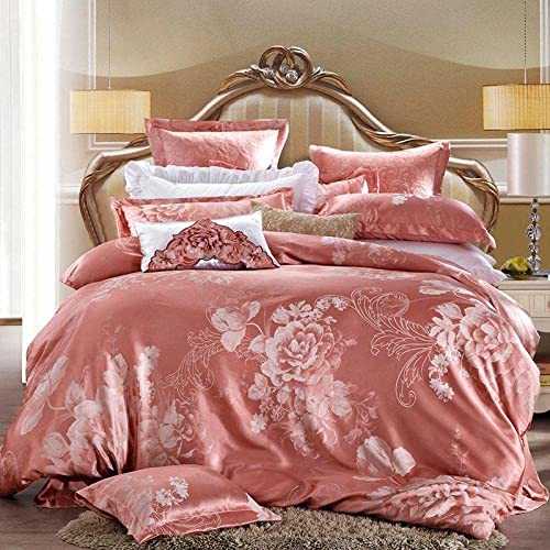 FDSGEWW Single Bed Duvet Cover Set European Style Luxury Silk Bedding Set Home Textile Extra Large Bed Sheet Duvet Cover Pillowcase-J_1.8m Bed(4pcs) (M 1.8m bed(4pcs))