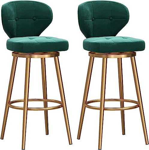 Bar Stools Barstools Bar Stool Velvet Back Bar Stools Swivel High Chairs With Round Footrest And Gold Legs Modern Home Dining Kitchen Barstools Stools For Kitchen Counter ( Color : Grün , Size : 65 cm