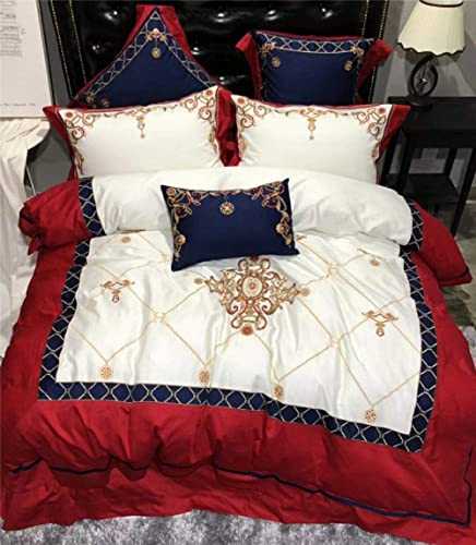 HJRBM Luxury Bedding Set Cover Set Egyptian Cotton Bedlinen Bed Sheets Pillowcase Bedroom Sheet Sets,1,Queen Size 7pcs (1 King Size 4pcs)