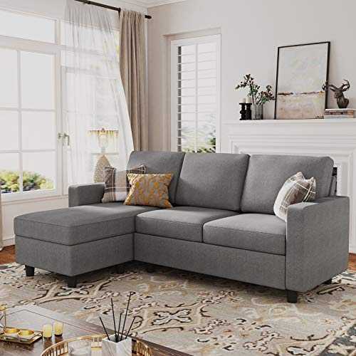 Nolany L-Shaped Corner Sofa 3 Seater Sectional Couch with Reversible Chaise Sofa for Living Room（Linen Grey）