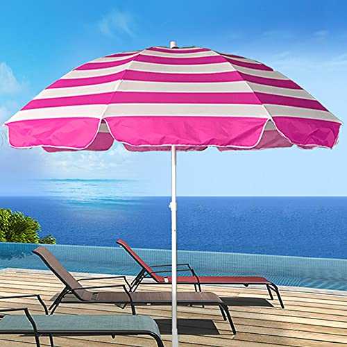 Beach Umbrella Portable Sunshade Outdoor Patio Umbrella UV Protection Round Garden Table Parasol Sunbrella With 8 Ribs (Blue & White Stripes) (Color : Pink and White Stripes)