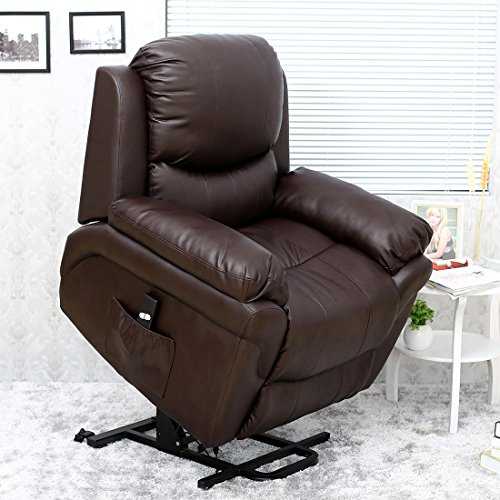 More4Homes MADISON ELECTRIC RISE RECLINER BONDED LEATHER ARMCHAIR SOFA HOME LOUNGE CHAIR (Brown)