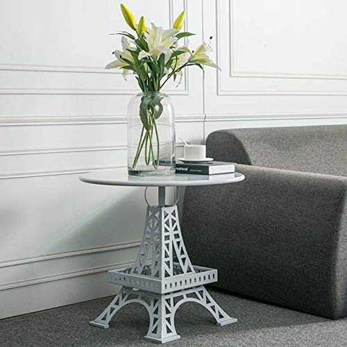 AILINY Eiffel Tower Living Room Mini Coffee Table, Wrought Iron Coffee Table, Industrial Wind Circular Geometric Fashion Creative Small Apartment Table,White