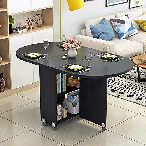 ZYDSD Folding table table with wheels simple living room foldable coffee table Oval dining table multifunctional Mobile Table Wall-mounted drop leaf table (Color : E)
