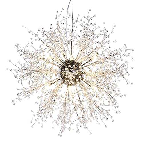 GDNS Chandeliers Firework LED Light Stainless Steel Crystal Pendant Lighting Ceiling Light Fixtures Chandeliers Lighting,Dia 27 inch
