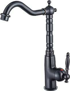 BOAOTX Kitchen Tap Black Retro Kitchen Tap Antique Sink Mixer Tap 360° Rotatable Kitchen Sink Mixer Tap Single Lever Country House Made of Brass Oil Rubbed Bronze