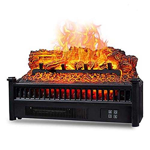 SLRMKK Electric Fireplace Logs Heater with Remote, Realistic Pinewood Ember Bed Insert - Adjustable Flame Effect - Thermostat - CSA Certified, 1800W Black