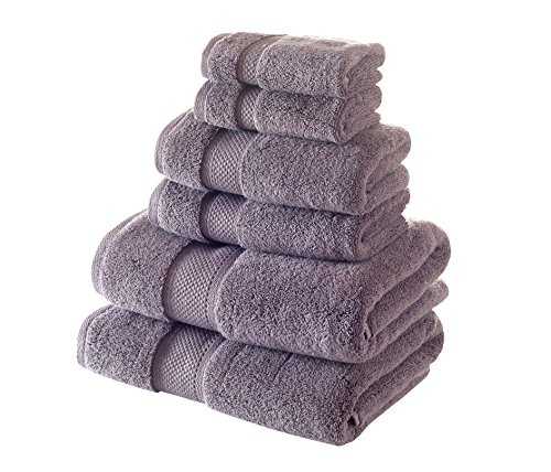 Bagno Milano Turkish Cotton Hotel Spa Towel Set, 100% Non-GMO Turkish Cotton | Ultra Soft Plush Absorbent Towels (Grey, 6 Pcs Towel Set)