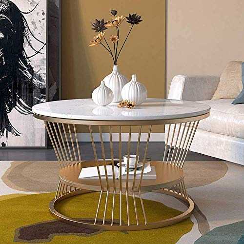 CX White Coffee Table Side Tables Laptop Table Round End Accent Side Coffee for Living Room with Metal Frame, Faux Marble Top,White Coffee Round Sofa