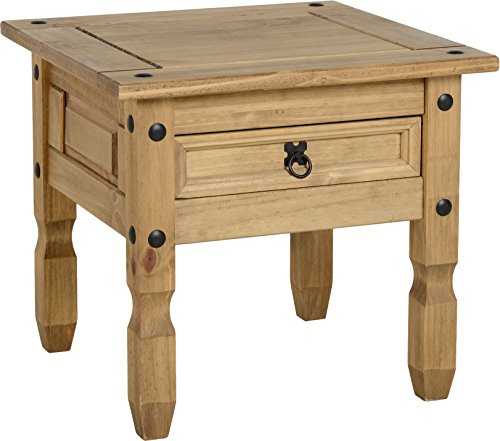 Seconique Corona 1 Drawer Lamp Table in Distressed Waxed Pine