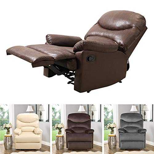 INMOZATA Recliner Sofa Chair Adjust Reclining Armchair Lounge Waterproof PU Leather Occasional Tub Chair with Foot Rest Pad for Living Room Bedroom, Hold Weight to 150kg(Coffee Brown)