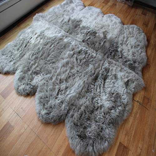 Genuine Grey Sheepskin Rug | Extra Thick and Soft Wool | by Rughouse (Octo: 190x190cm)