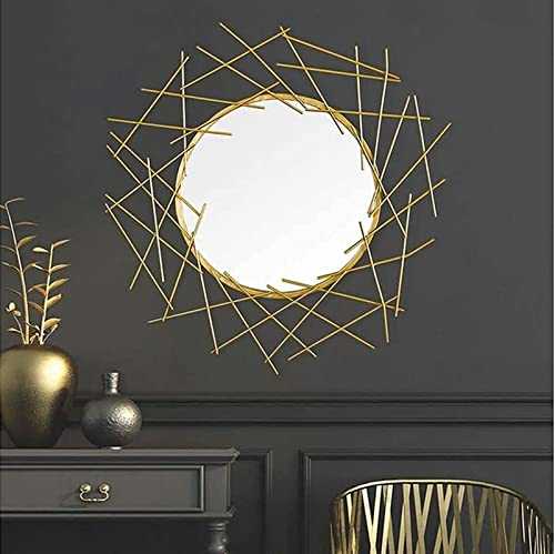 WEIQI Wallpaper Mirror Modern Sunburst Iron Art Creative wall mirror scattered lines jumping sounds like sounds, round 3D stereo wall mirror hand forging shabby chic