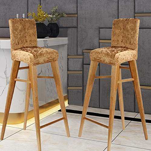 KELUINA Velvet Bar Stool Chair Covers with Backrest,Elastic Seat Home Soft Chair Slipcover Chair Protector for Kitchen Breakfast Counter Chairs Bar Stools (Gold Yellow,Set of 6)