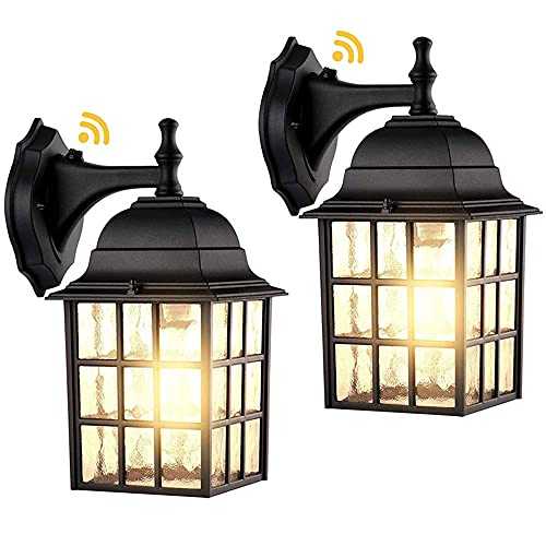 WFZRXFC Black aluminum outdoor waterproof Wall Lamp Dusk to Dawn Outdoor Wall Lights Simple with sensor Exterior Wall Sconce light Decorative lighting for exterior walls Porch Lights
