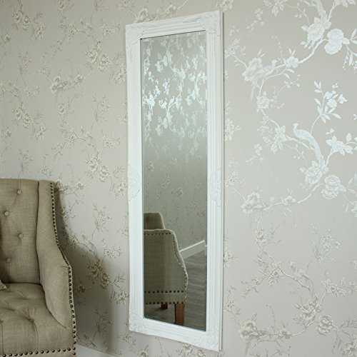 Melody Maison Tall/Long White Ornate Wall/Leaner Mirror 47cm x 142cm