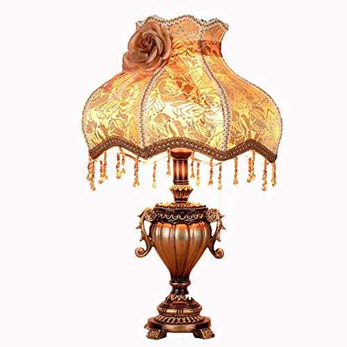 Table lamps Lamp Table Lamp, Retro Table Lamp, Luxury Living Room Bedroom Bedside Lamp, Creative And Warm Lace Fabric Study Lamp In The Bedroom (E27 Screw Port)