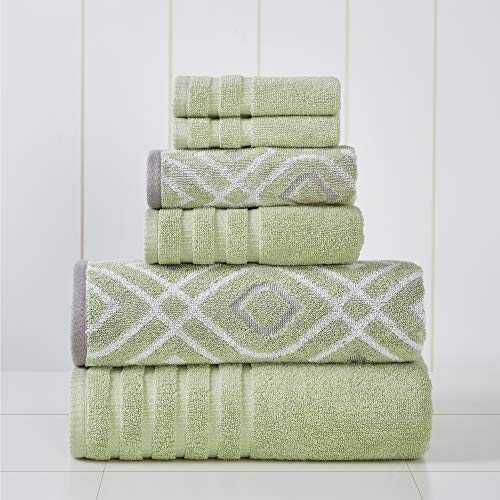 Pacific Coast Textiles 6 Pc Yarn Dyed Towel Oxford Sage Green, 6-Piece