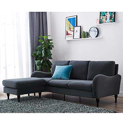 Panana 3 Seater Sofas L Shaped Sofa Settee Velvet Fabric Sofa Luxurious Corner Sofa Couch with Footstool Left or Right Chaise Modern Sofa for Living Room Home Furniture (Velvet Fabric Gray)