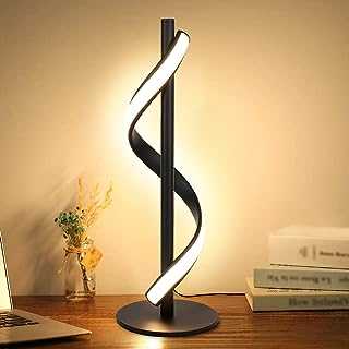 Depuley Bedside Table Lamp LED Spiral Desk Lamps, 10W Stable Modern Minimalist Design Nightstand Reading Light with Straight Rod for Bedroom, Living Room, Office, Kids