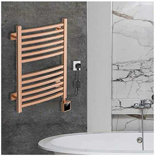 XJZKA Electric Bathroom Heated Towel Rail Warmer Radiator, Heated Towel Racks with 1-8 H Timer and Adjustable Temperature 45°/50°/55° Stainless Steel Electric Drying Rack(Size:110V,Color:Rose gold)