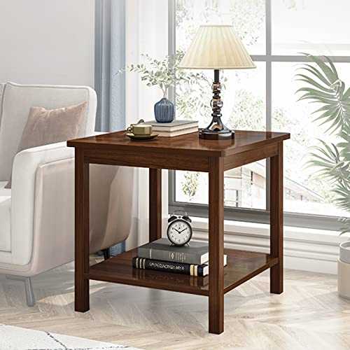 MAGJI 21/24 Inches Tall Sofa Side Table, Eco-friendly Wood End Table for Living Room/Bedroom/Study, Square Night Stand with Storage Space (Size : 60cm/23.6in tall)