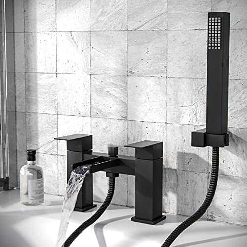Cascade Waterfall Bath Shower Mixer Tap & Handset Matte Black