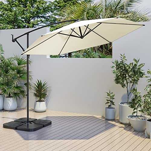 Fortrose 3x3m Cream Cantilever Parasol with Base and Cover Included - Aspen Outdoor