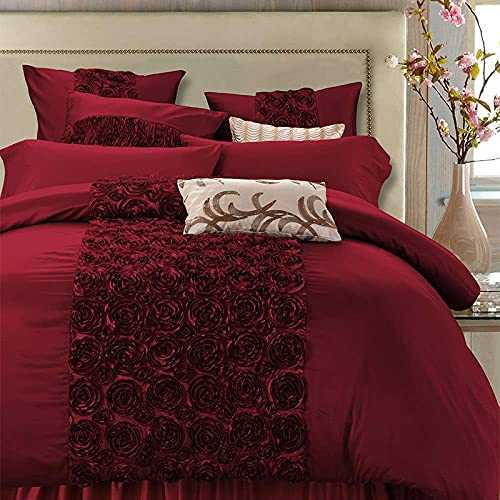 HJRBM 4/6pcs Luxury Bedding Sets Washed Silk red Rose Bedding Duvet Cover Bed Sheet Super for Wedding，2，Super King Size 4pcs (Red Super king size 6pcs)
