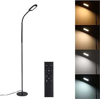 Led Floor Lamp Remote & Touching Control 4 Colour Temperatures with Stepless Dimmable for Bedroom Living Room Office Black