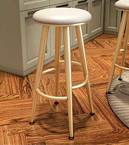 Bar Stools, PU Artificial Leather Fabric and Metal Leg, Outdoor Garden Bar Stools, Breakfast Bar Chairs Dining Stools for Kitchen Island Counter, Sitting Height 70cm (Color : A-Gold)