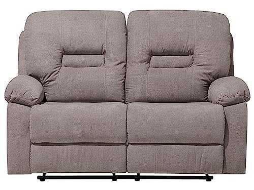 Modern Fabric Recliner Sofa Manual Reclining Padded 2 Seater Beige Bergen