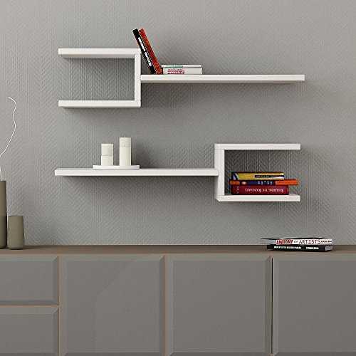 HOCUS PICUS Fork Stylish Floating Shelves Set of 2, Modern Display Living Room, Office etc. Organiser for Book & Accessory for Storage Wall Mounted Shelves with Multi Colour Option (White)