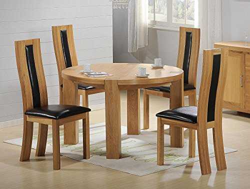 Zeus Round Dining Table Oak, 1200W Round Solid Oak Table with Oak Veneer, Dining Room Furniture