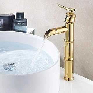 Faucet Bathroom Classic Waterfall Basin Faucets Creative Bamboo Shape Gold-Plating Sink Taps Toilet Single Handle Mixer Tap Friendship Lasts